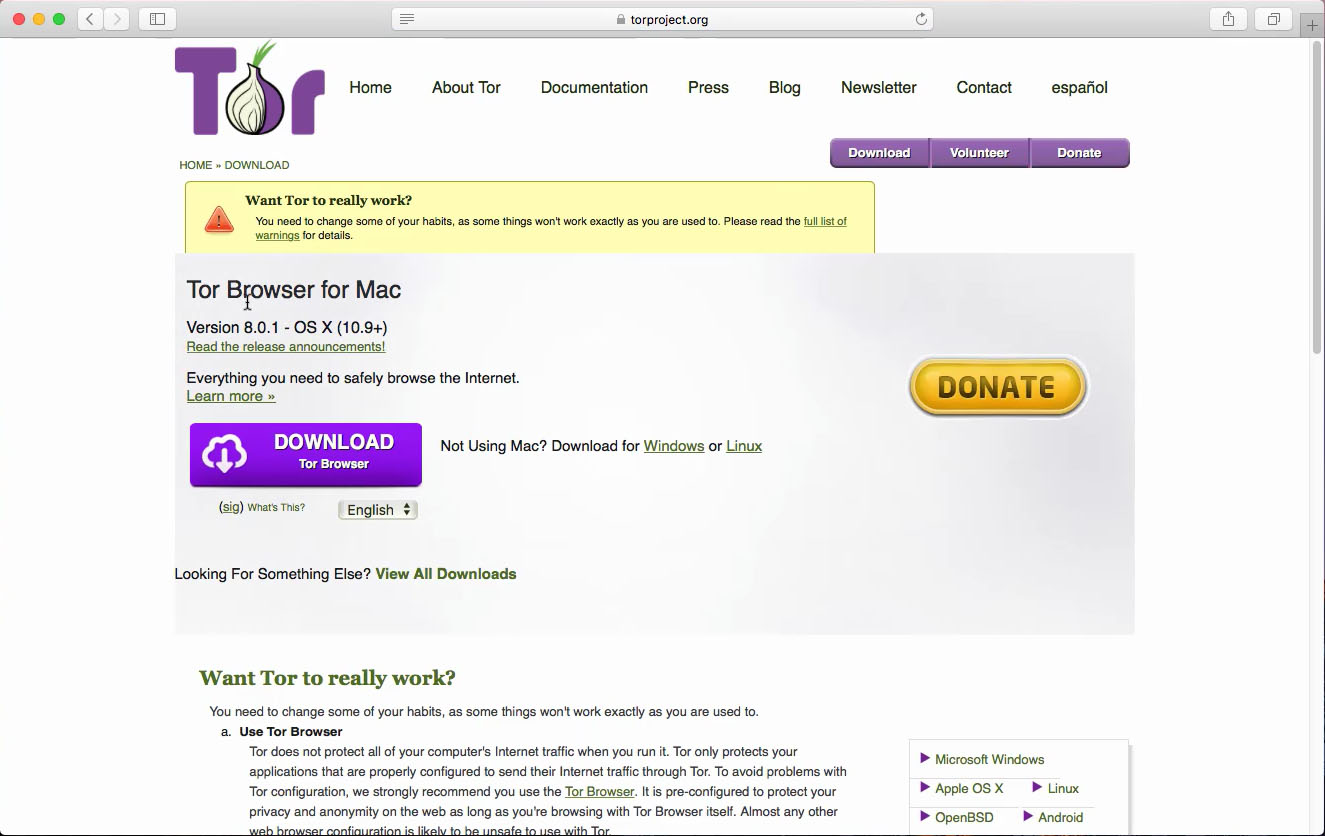 Install and Setup Tor Browser in macOS X