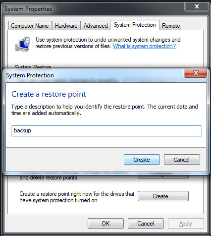 Create a restore point with in 2 mintues
