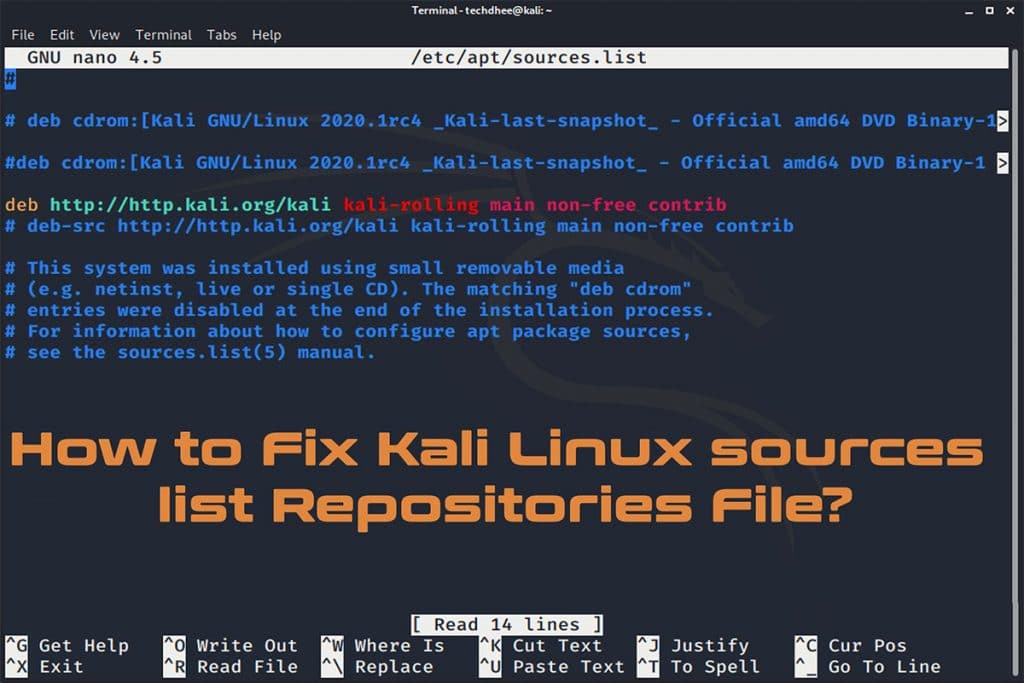 Fix kali linux sources list repositories file tech dhee