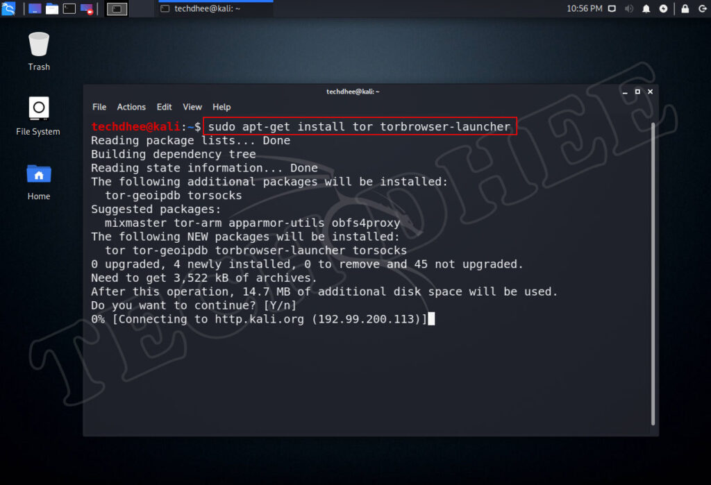 kali linux installing tor browser