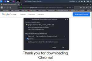 Download and save the Google Chrome n your Computer