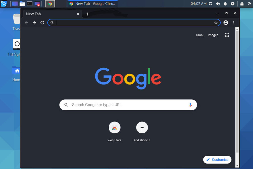 Google Chrome in Kali Linux