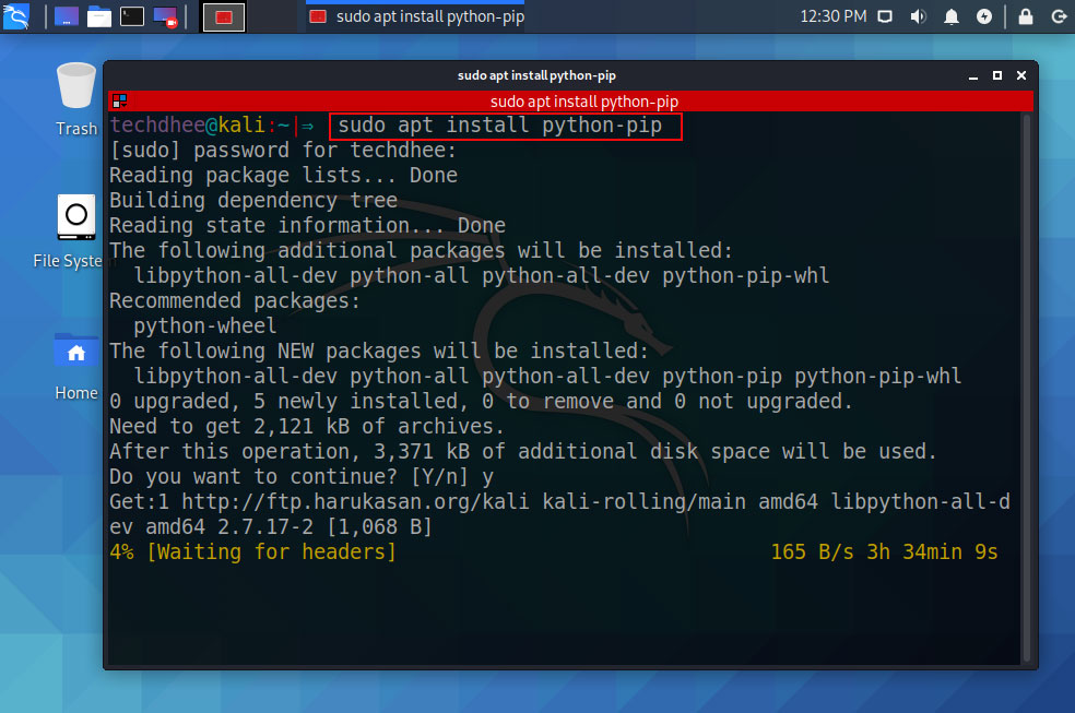 Install pip in Kali Linux 2020.2